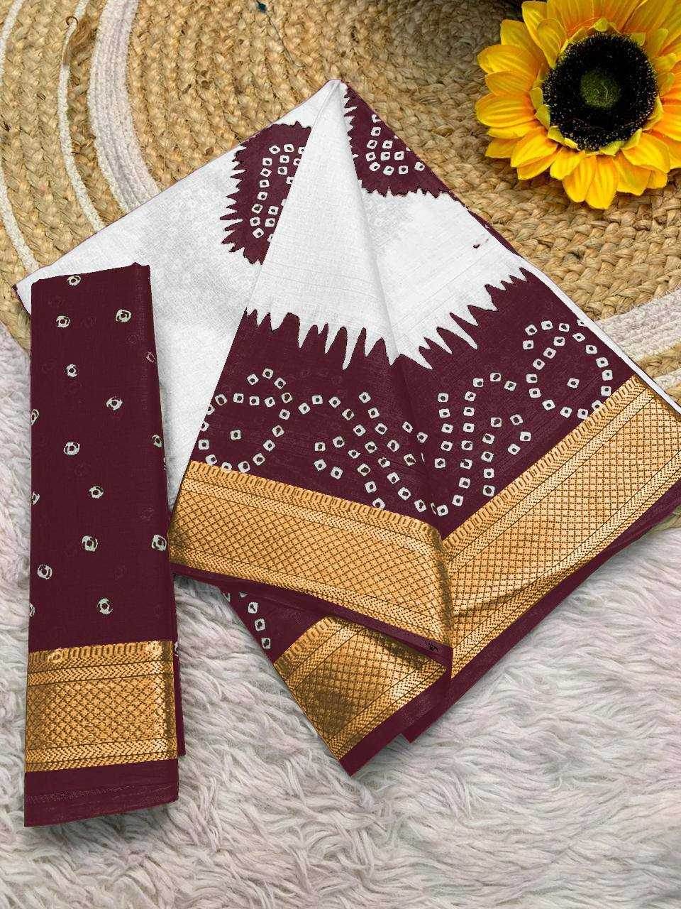 Bandhani Printed Cotton Sarees - MYLUXURY LANE ENTERPRISE